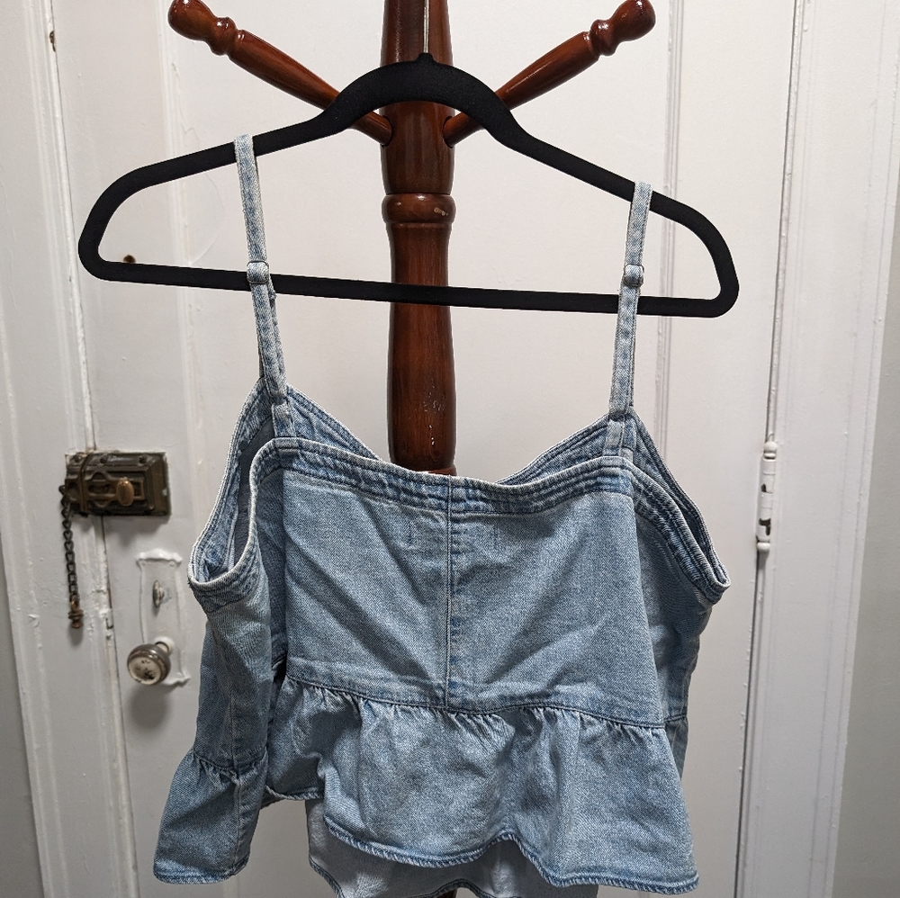 Cropped madewell denim shirt with peplum